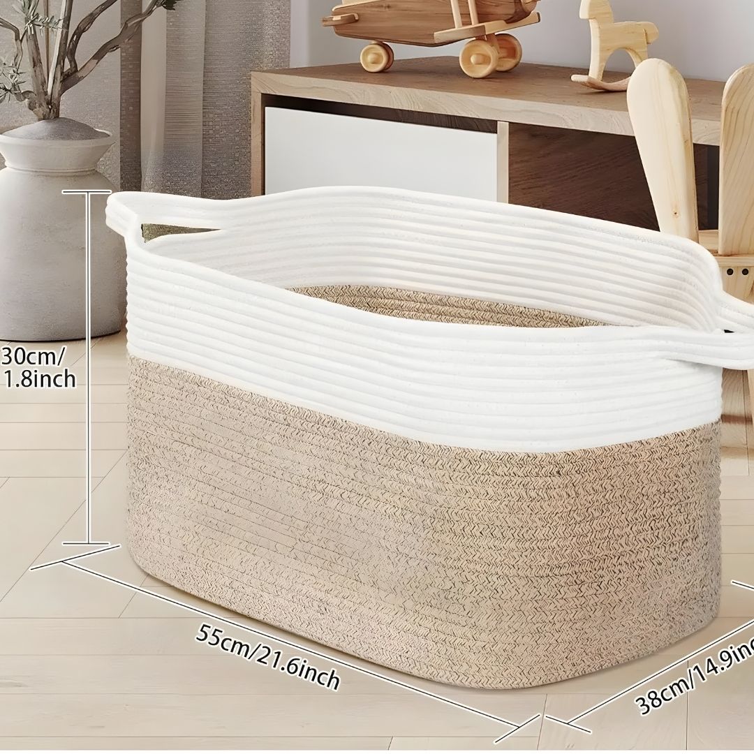 Corbeille a linge rectangulaire coton decoration grandes tailles