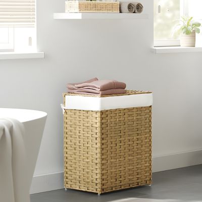 panier a linge en osier salle de bain epuree