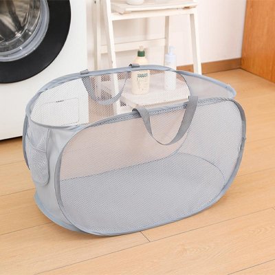 panier a linge filet gris