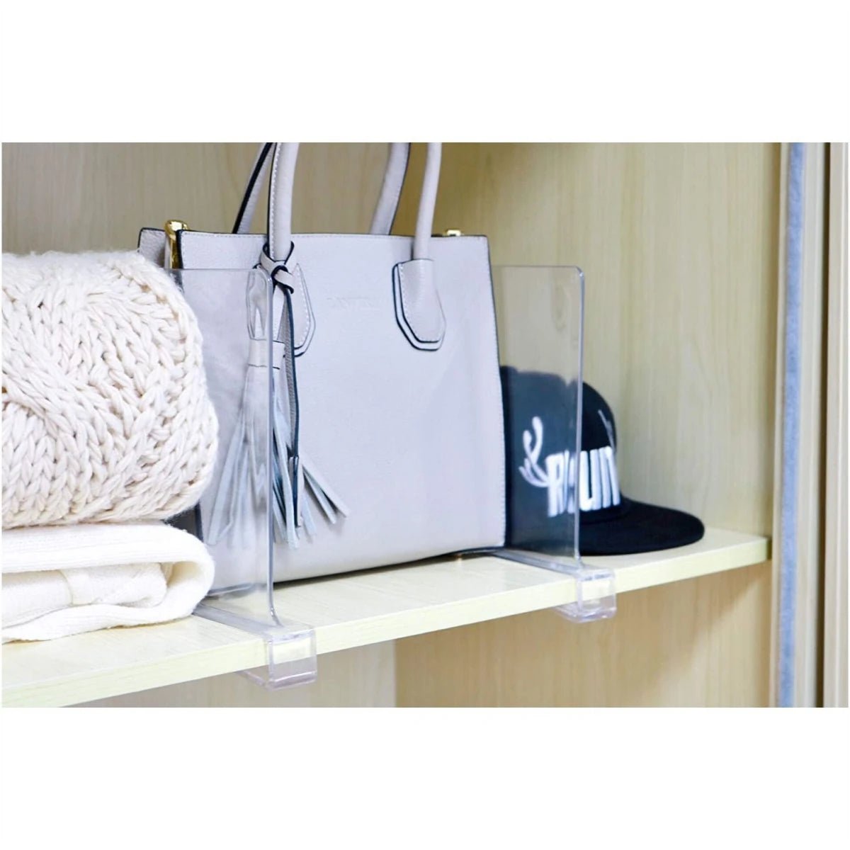 1PC Transparent Acrylic Clothing Divider Bag Shoes Book Storage Divider For 1-2.5cm Plank - Home-shopping